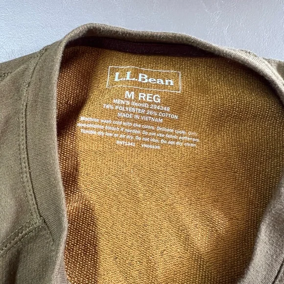 L.L. Bean Olive Henley Shirt M reg - Picture 2 of 9